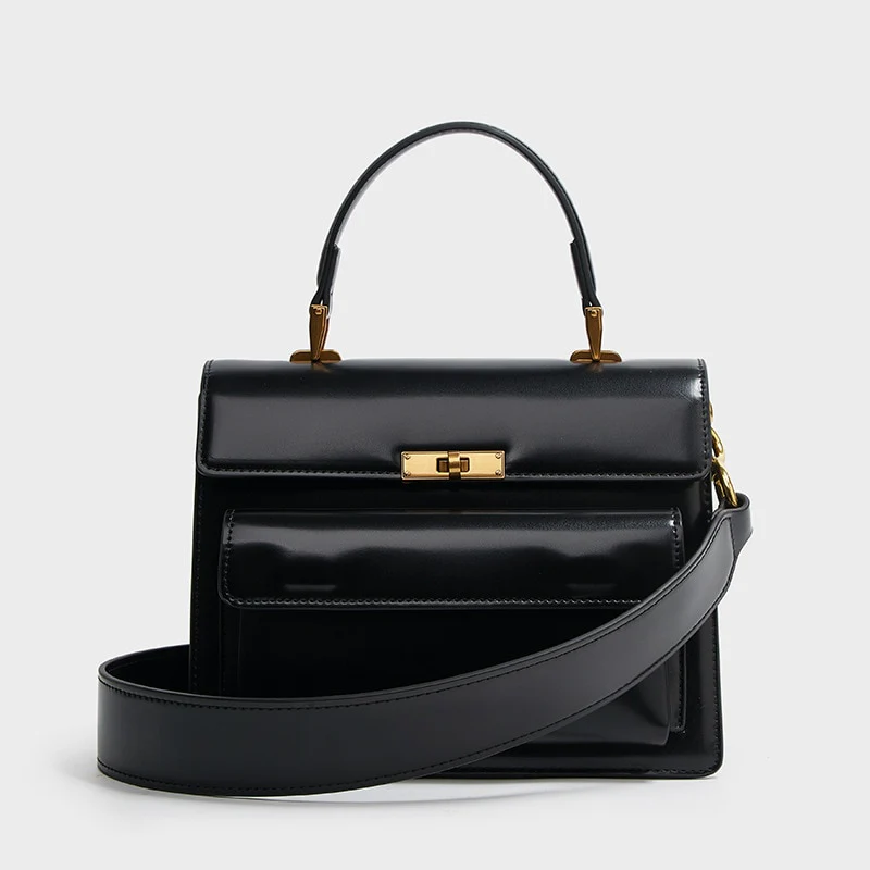 Sac Vernis Noir Bandouliere - Erin